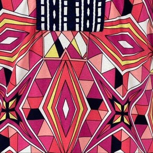 Laundry Shelli Segal Womens Geometric Cap Sleeve Shift Dress Pink size Small - Picture 4 of 12